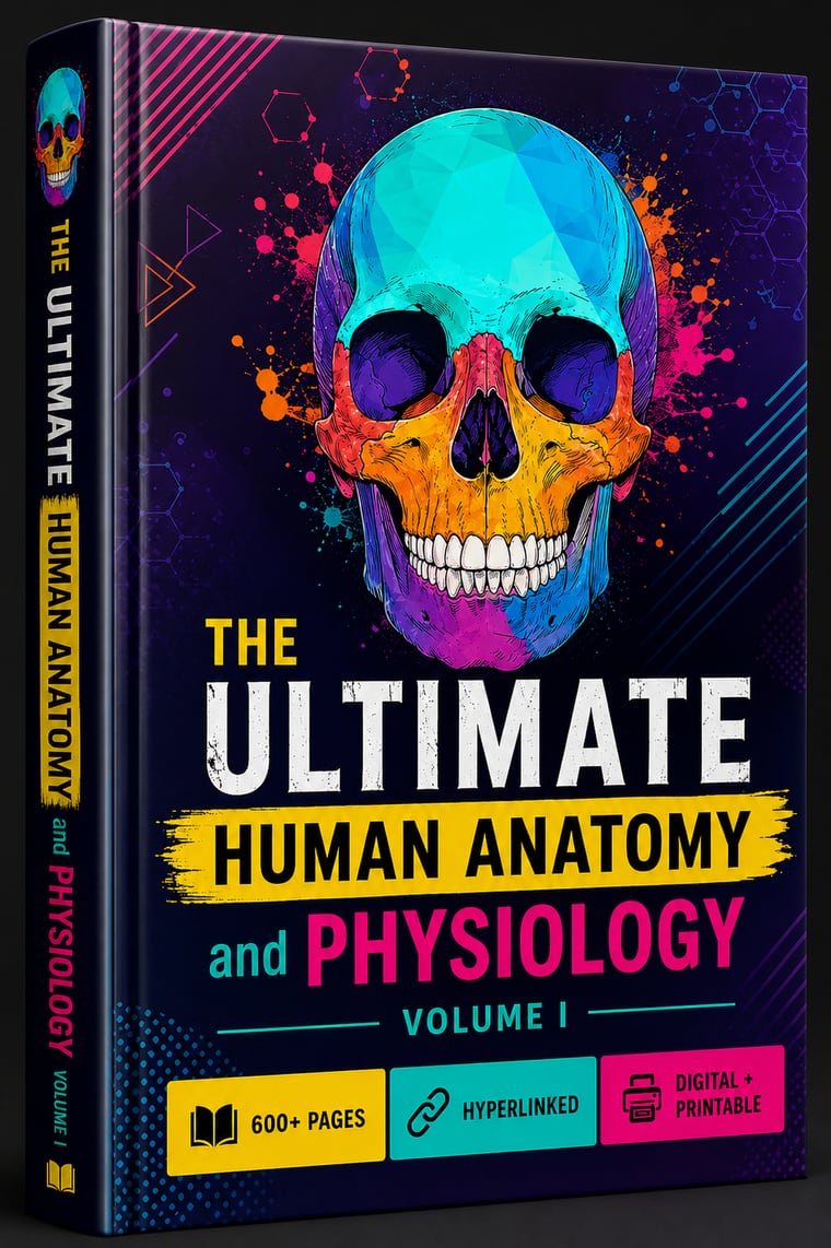 Cover of The Ultimate Human Anatomy and Physiology Volume I, 600+ pages, hyperlinked, digital and printable